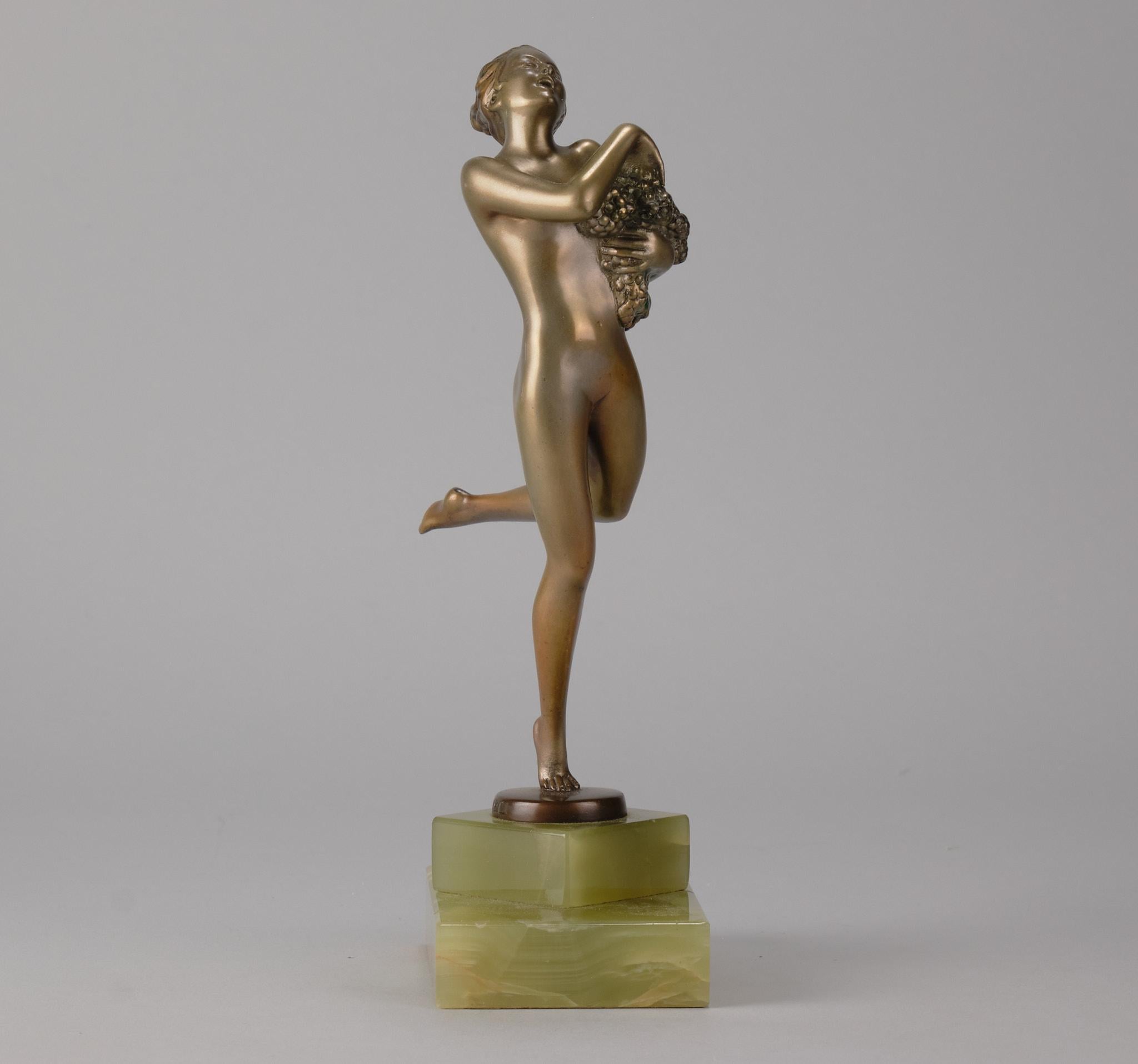 Art Deco Early 20th C Austrian Cold-Painted Bronze Entitled 