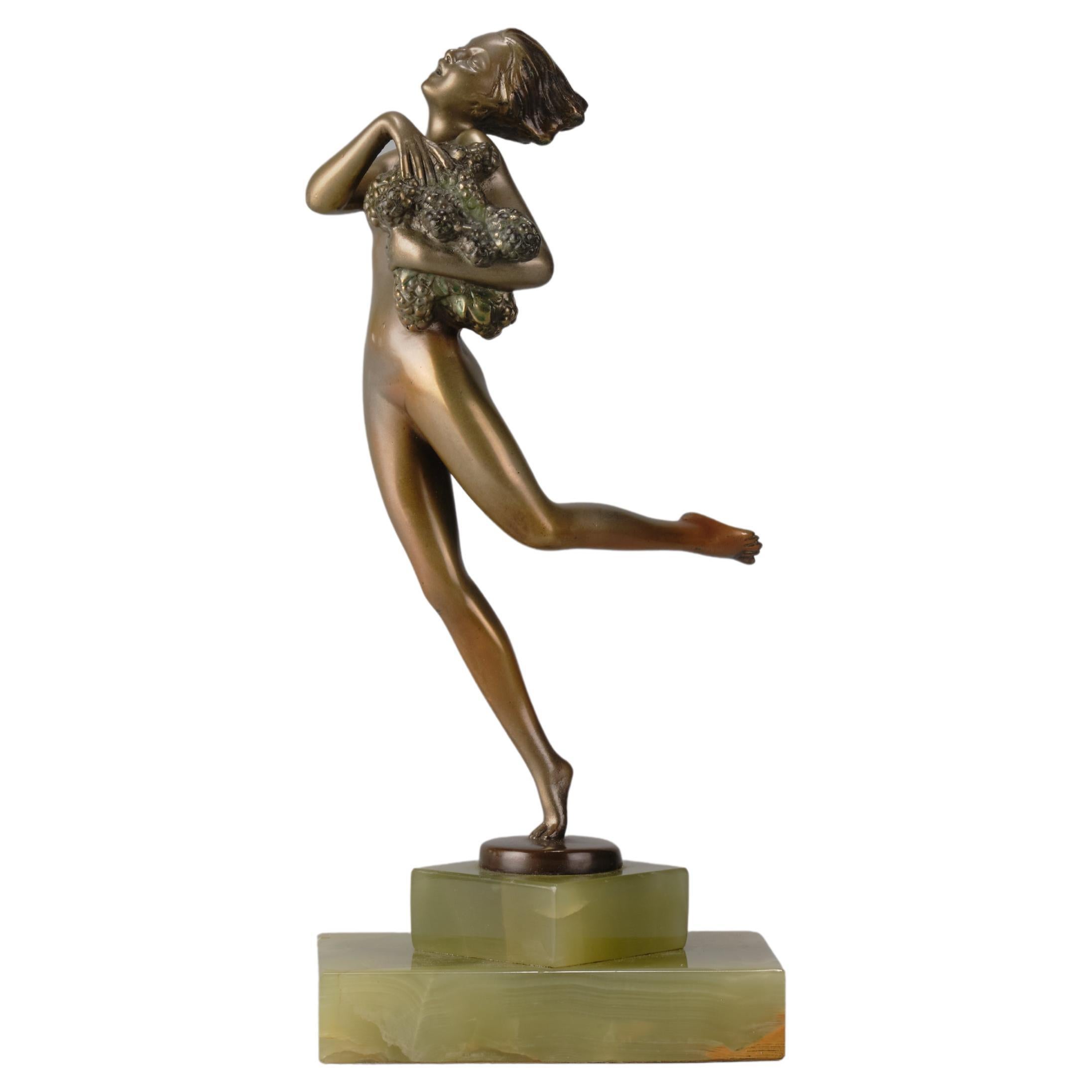 Early 20th C Austrian Cold-Painted Bronze Entitled "The Harvest" by J Lorenzl