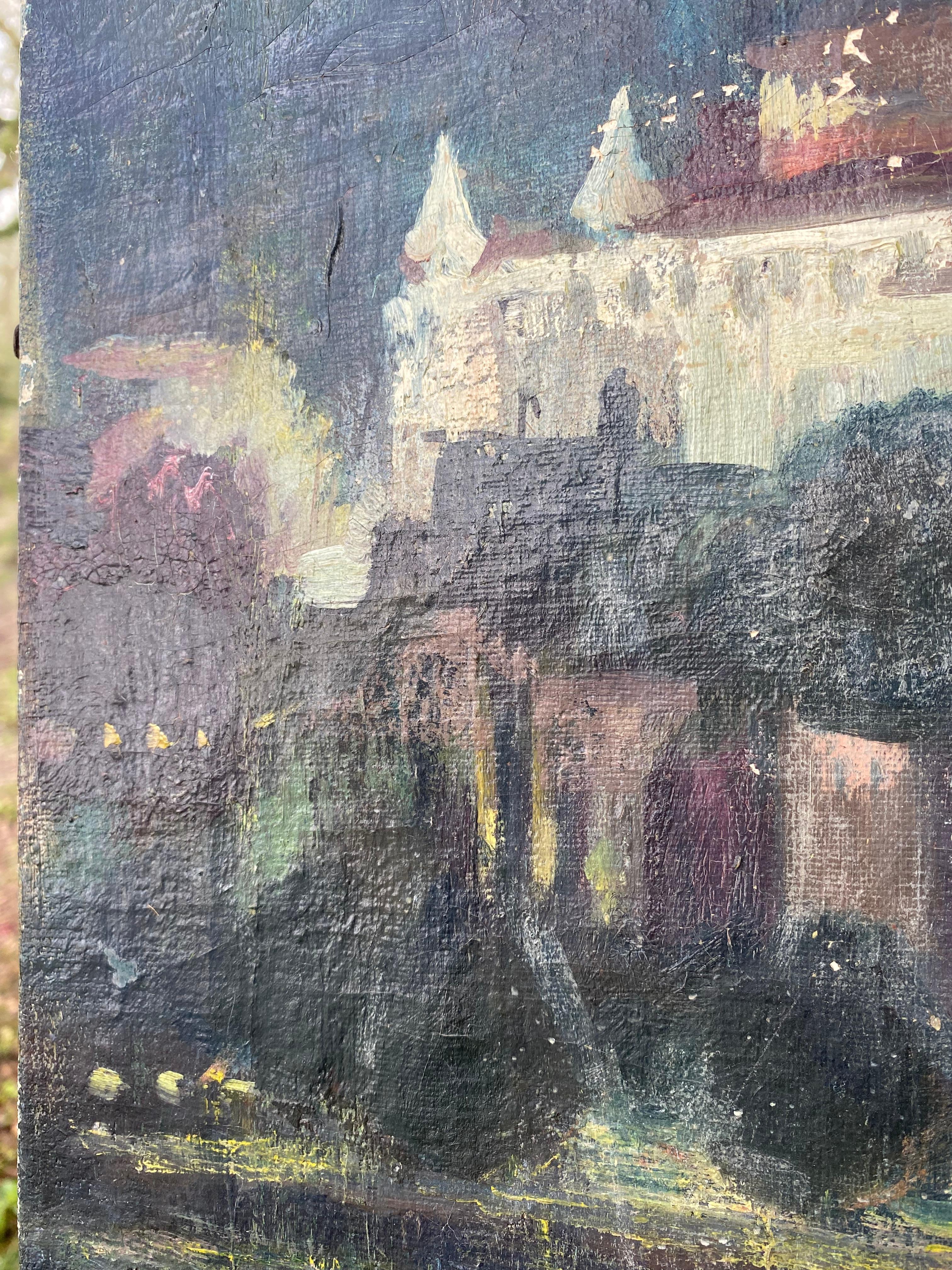 Early 20th C. Bertha De Hellebranth Painting of Budapest Castle (Hungary) For Sale 5