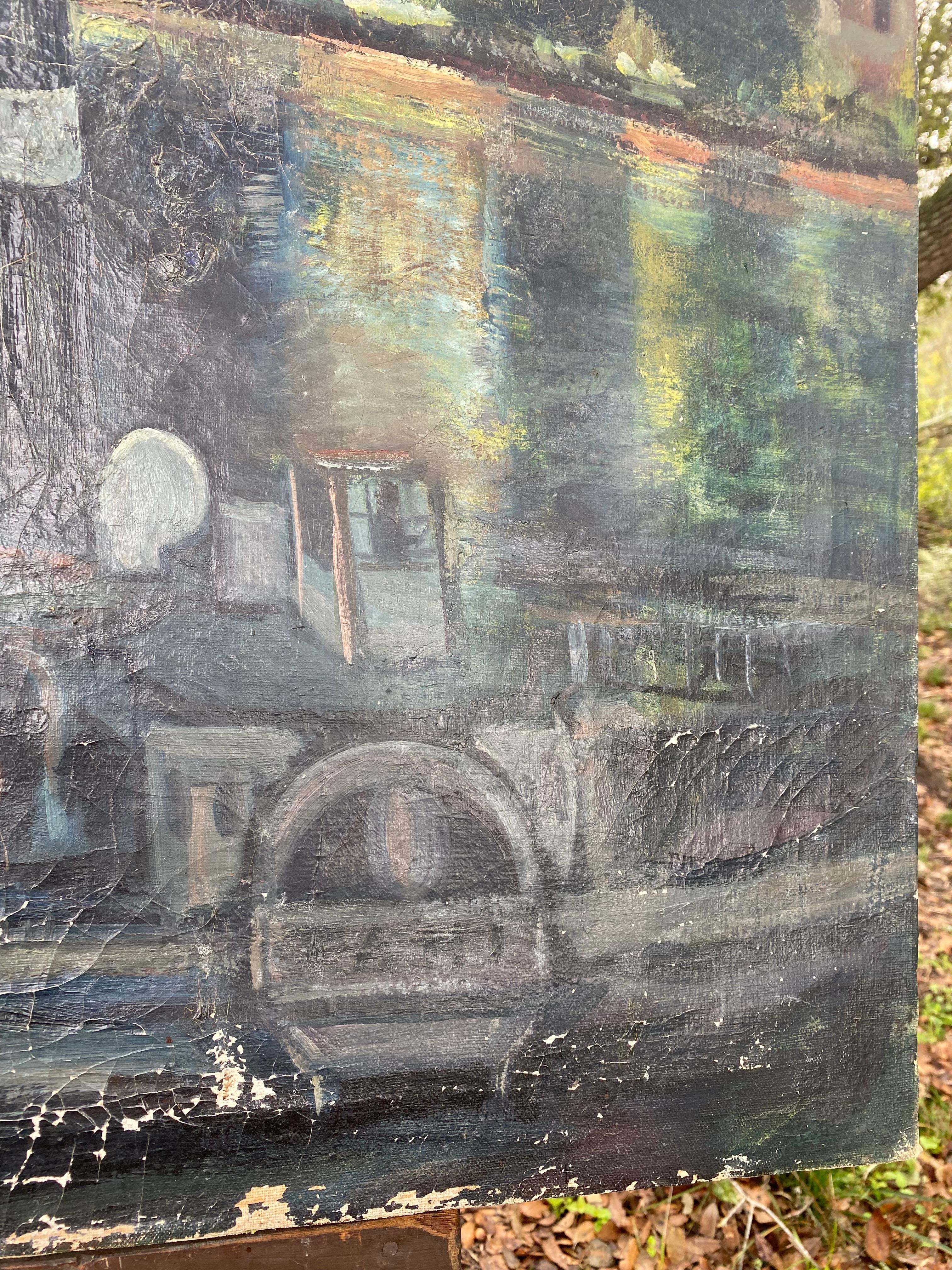 Early 20th C. Bertha De Hellebranth Painting of Budapest Castle (Hungary) For Sale 6