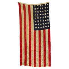 Antique Early 20th c. "Besty Ross Bunting" Large American Flag with 48 Stars c.1940-1950