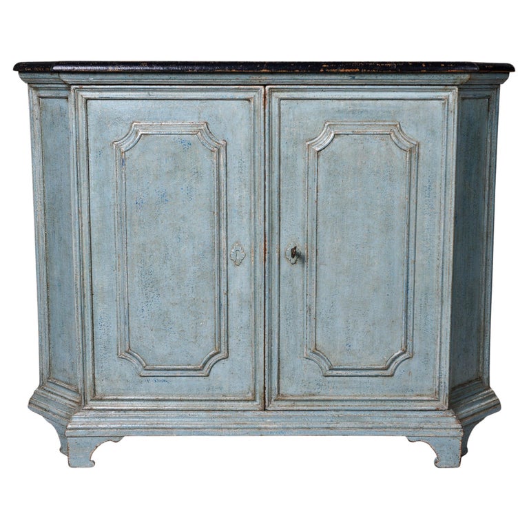 Early 20th C Blue Painted French Cupboard For Sale