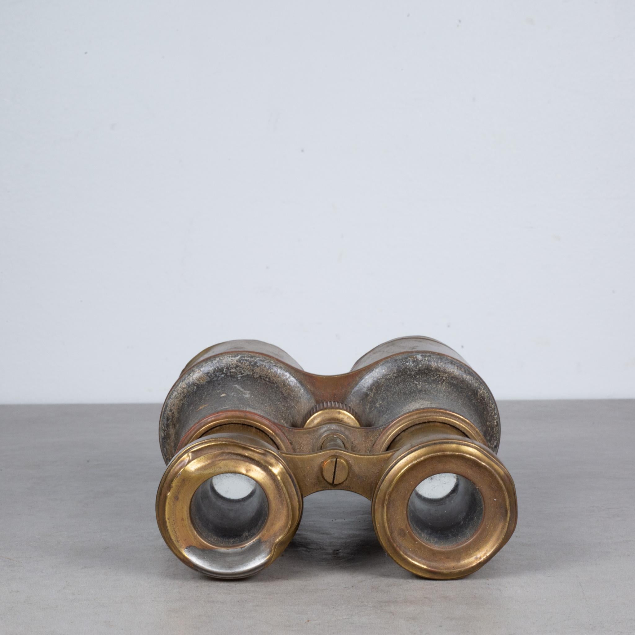 American Early 20th C. Brass and Leather Field Binoculars C.1930-1940  (FREE SHIPPING) For Sale