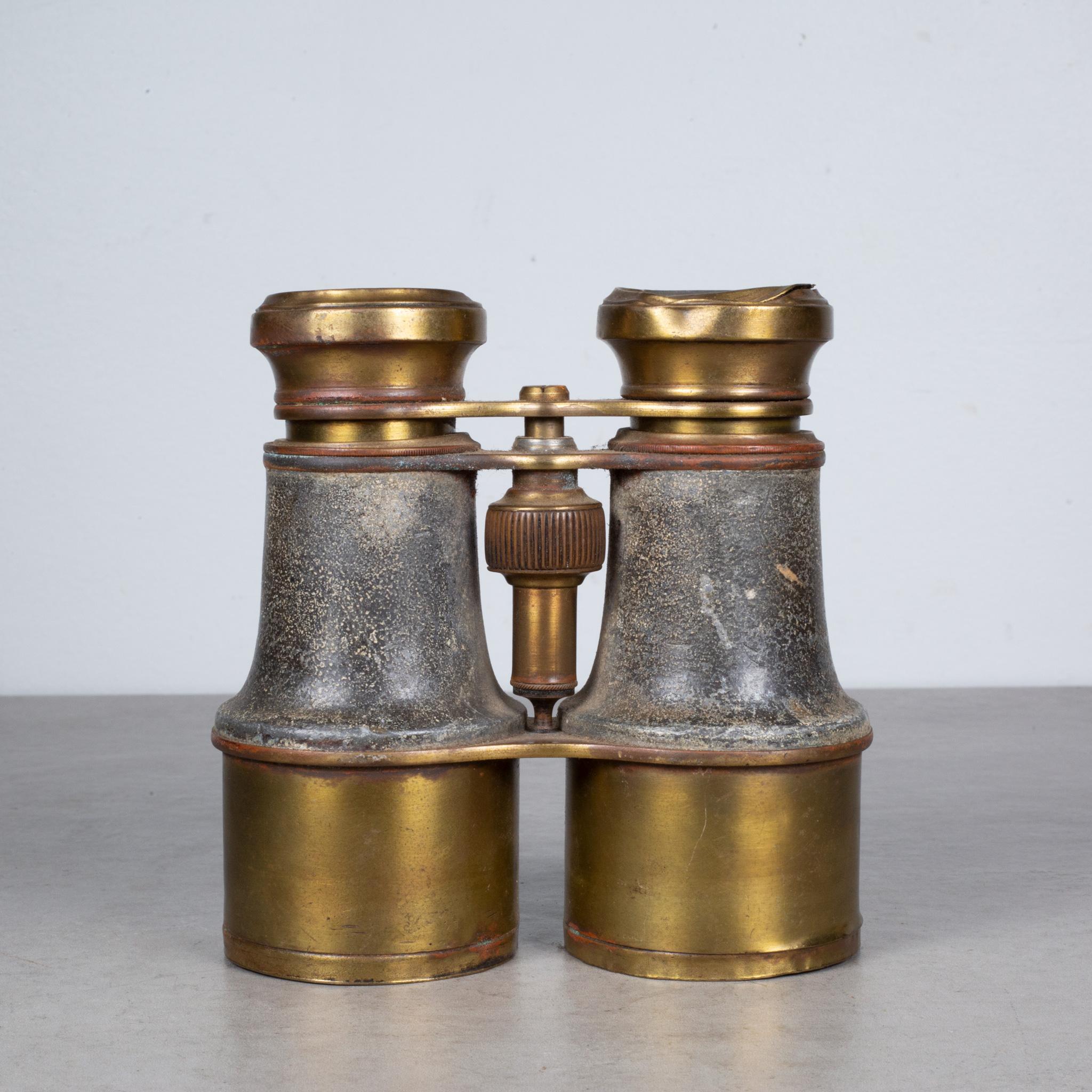 Early 20th C. Brass and Leather Field Binoculars C.1930-1940  (FREE SHIPPING) In Good Condition For Sale In San Francisco, CA
