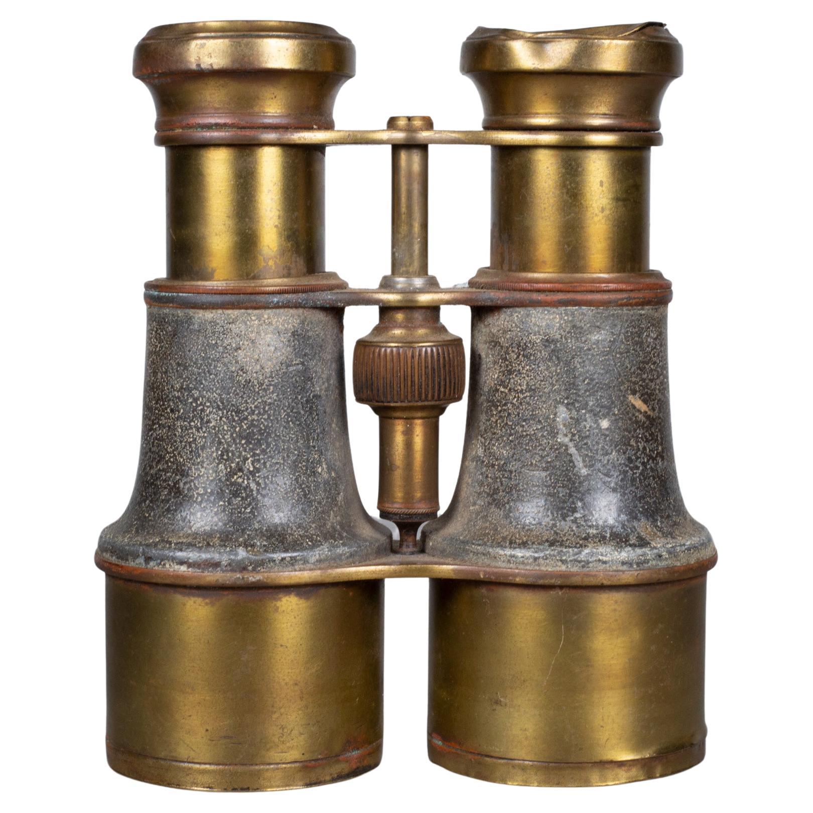 Early 20th C. Brass and Leather Field Binoculars C.1930-1940  (FREE SHIPPING) For Sale