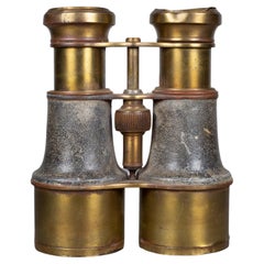Antique Early 20th C. Brass and Leather Field Binoculars C.1930-1940  (FREE SHIPPING)