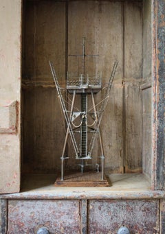 Early 20th C Brass & Copper Desk Model of A Naval Ships Tripod Mast Maritime