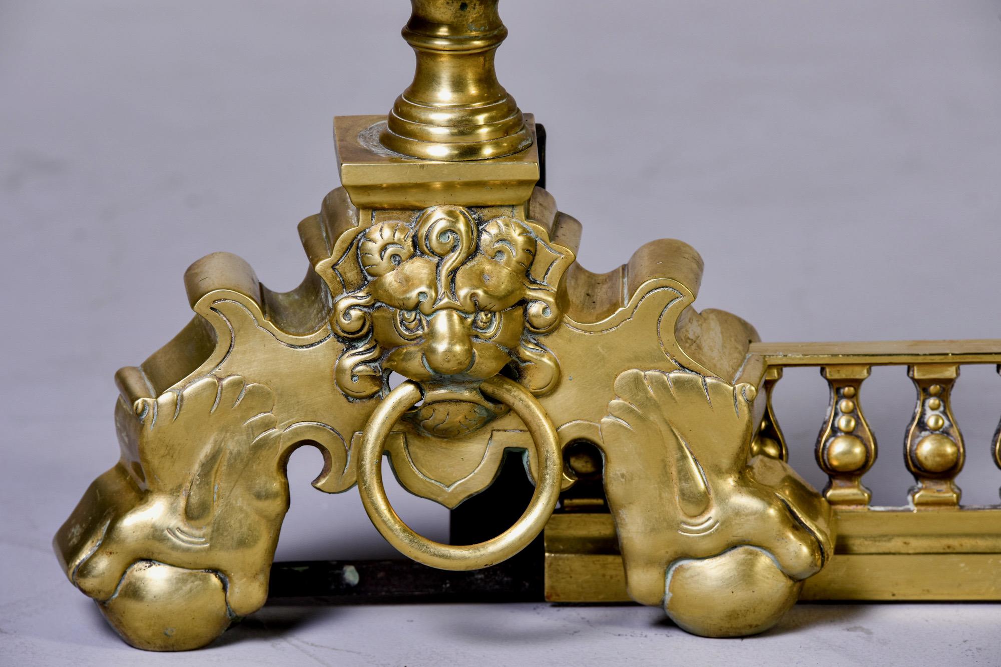 Early 20th Century Brass Fireplace Fender with Lions 7