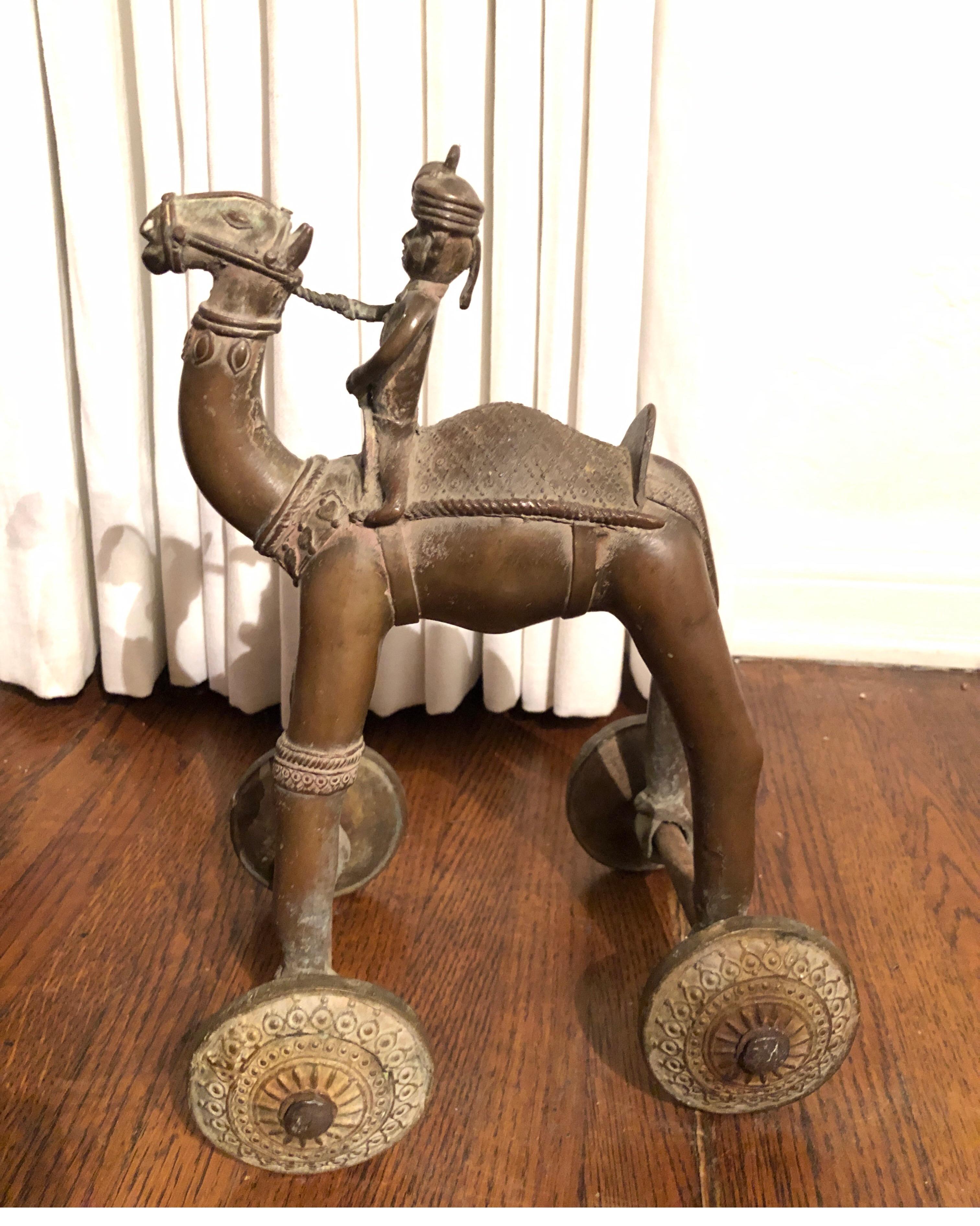 Early 20th Century Brass Indian Temple Toy on Wheels In Good Condition For Sale In Los Angeles, CA