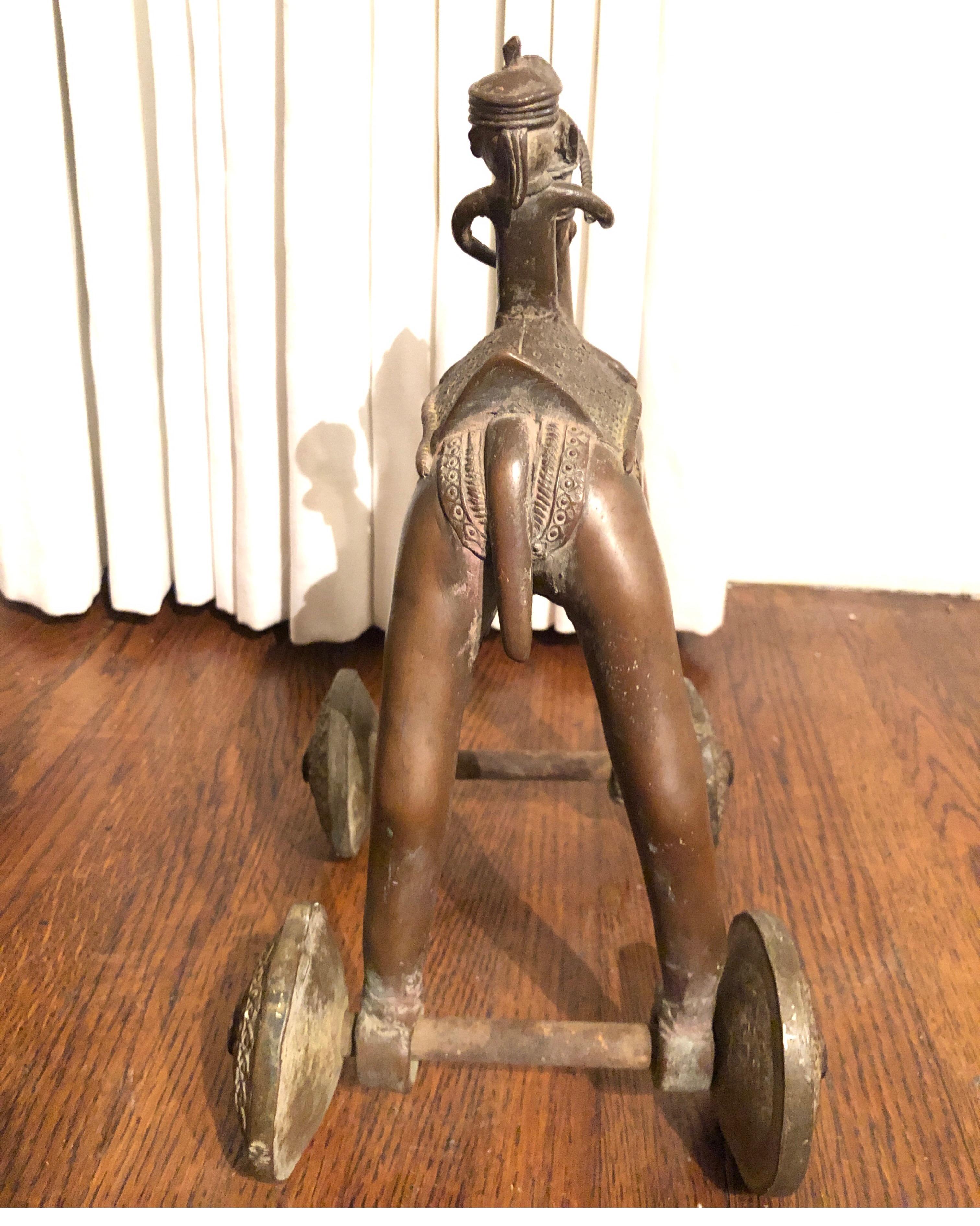 Early 20th Century Brass Indian Temple Toy on Wheels In Good Condition For Sale In Los Angeles, CA