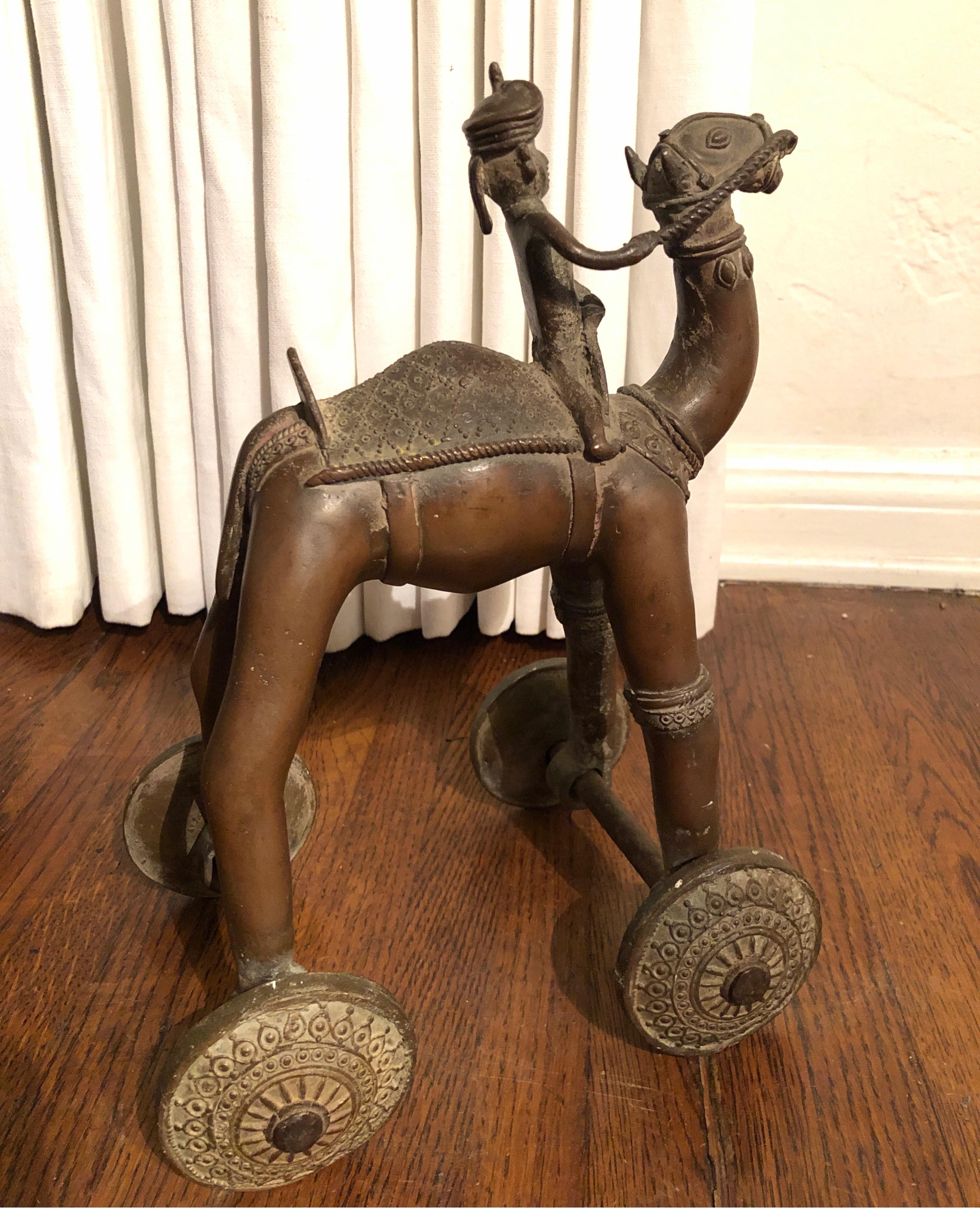 Early 20th Century Brass Indian Temple Toy on Wheels For Sale 1