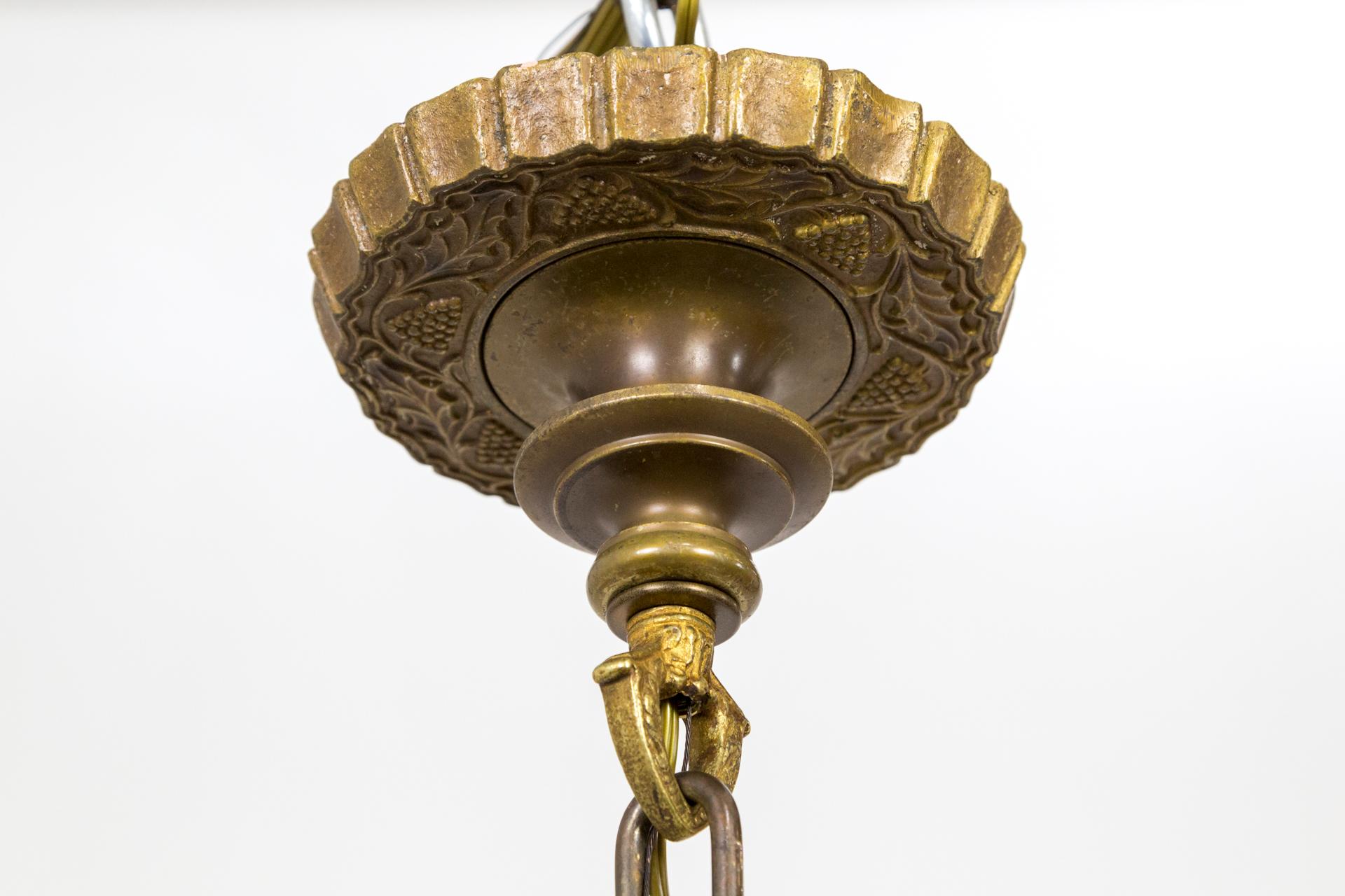 Metal Early 20th C. Brass Nouveau Chandelier For Sale