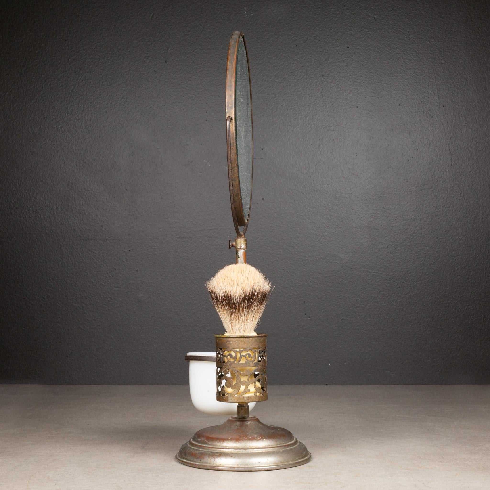 Beveled Early 20th c. Brass Plated Shaving Mirror Stand c.1920