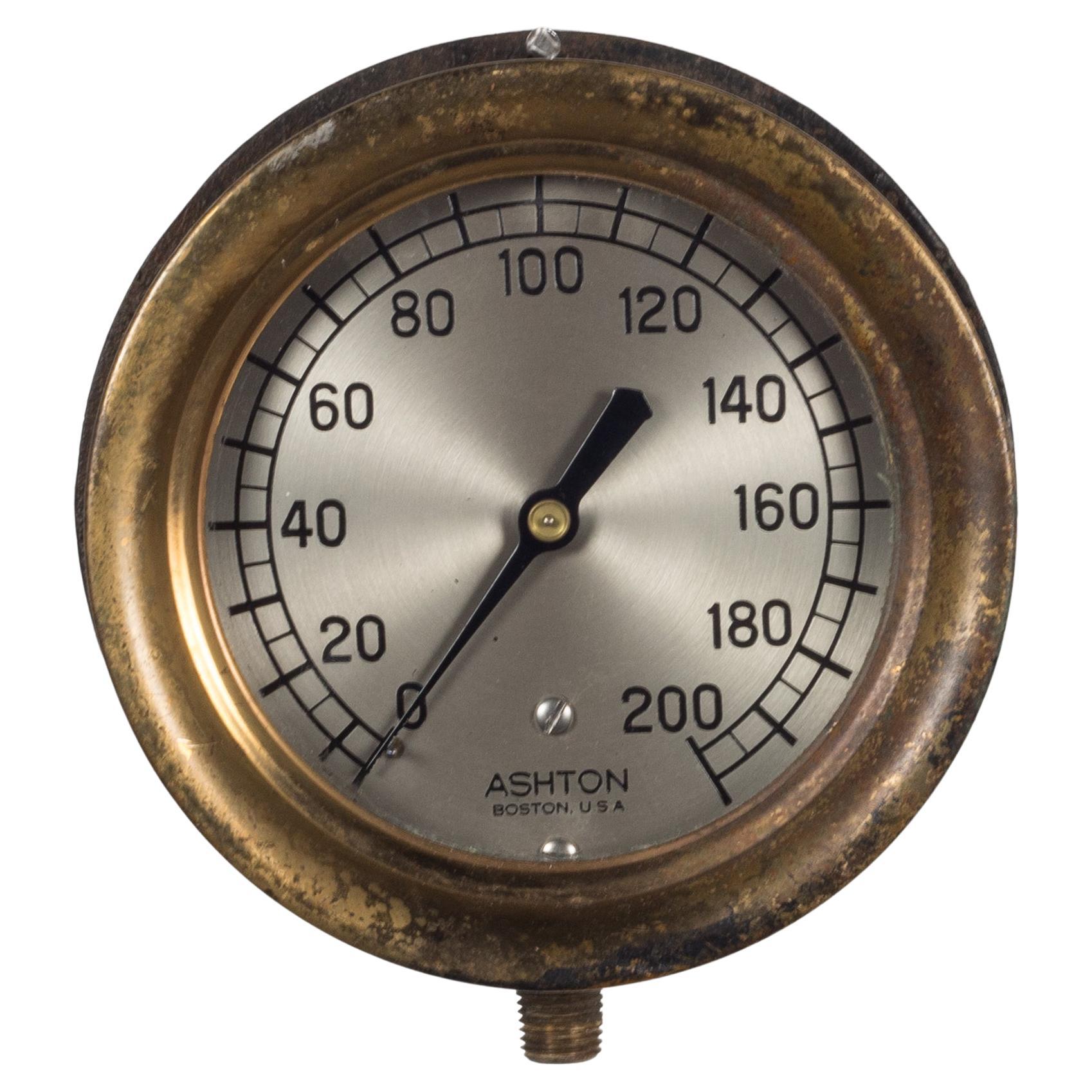 Antique Brass Pressure Gauge, circa 1920 For Sale at 1stDibs