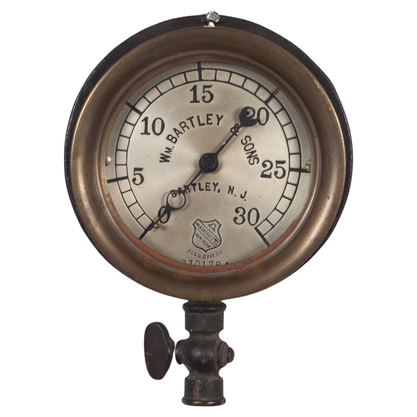 Antique Brass Pressure Gauge, circa 1920 For Sale at 1stDibs