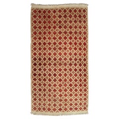 Early 20th C. Brick/Cream Stepped Polygon and Cross Ceremonial Carpet, Tibet