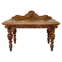 Early 20th-C. British Colonial Heavily Carved Oak Sideboard  / Server