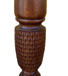 Early 20th-C. British Colonial Style Carved Oak Pineapple Form Pedestals -Pair