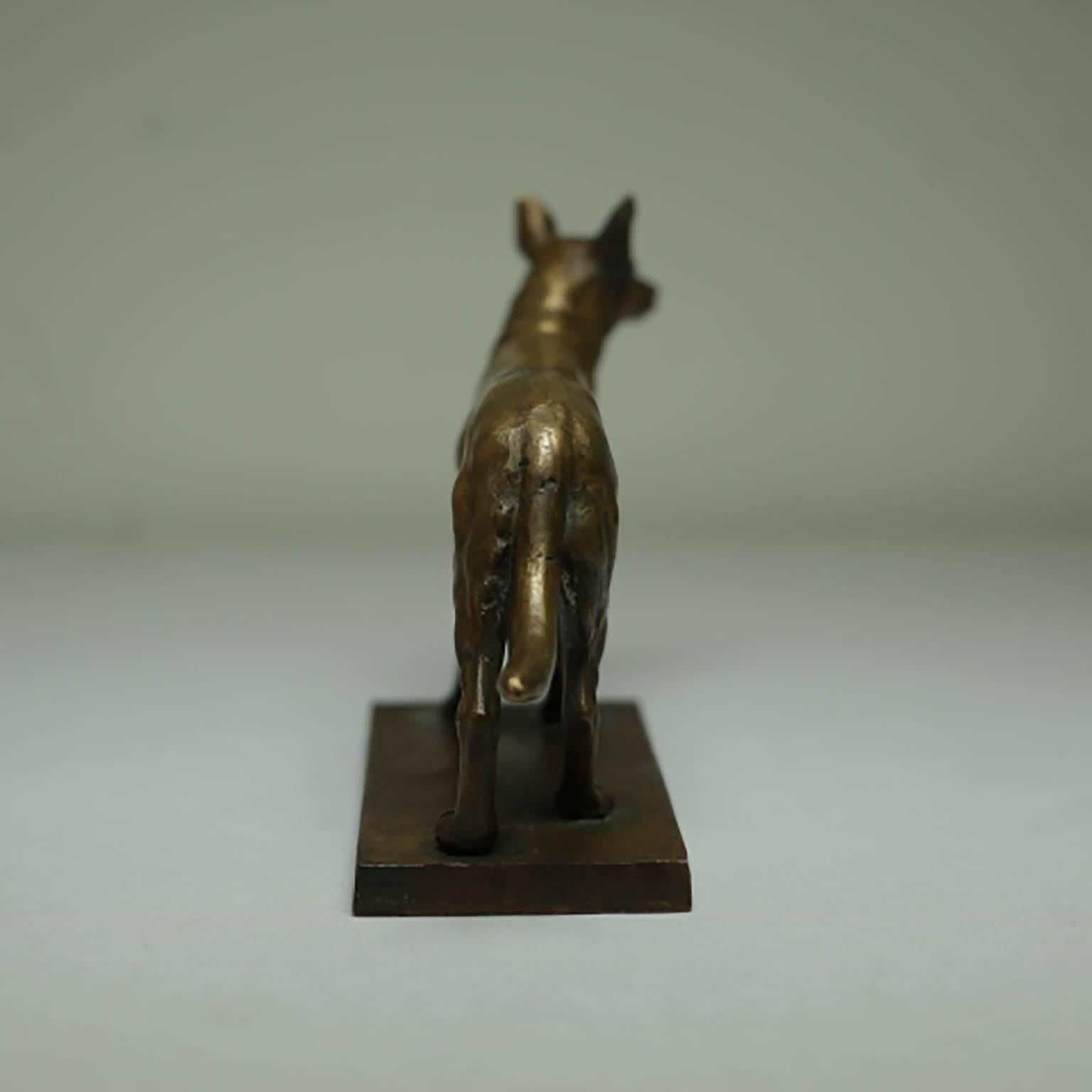 Early 20th Century Bronze Dog Statue Signed by Artist, circa 1940s 1