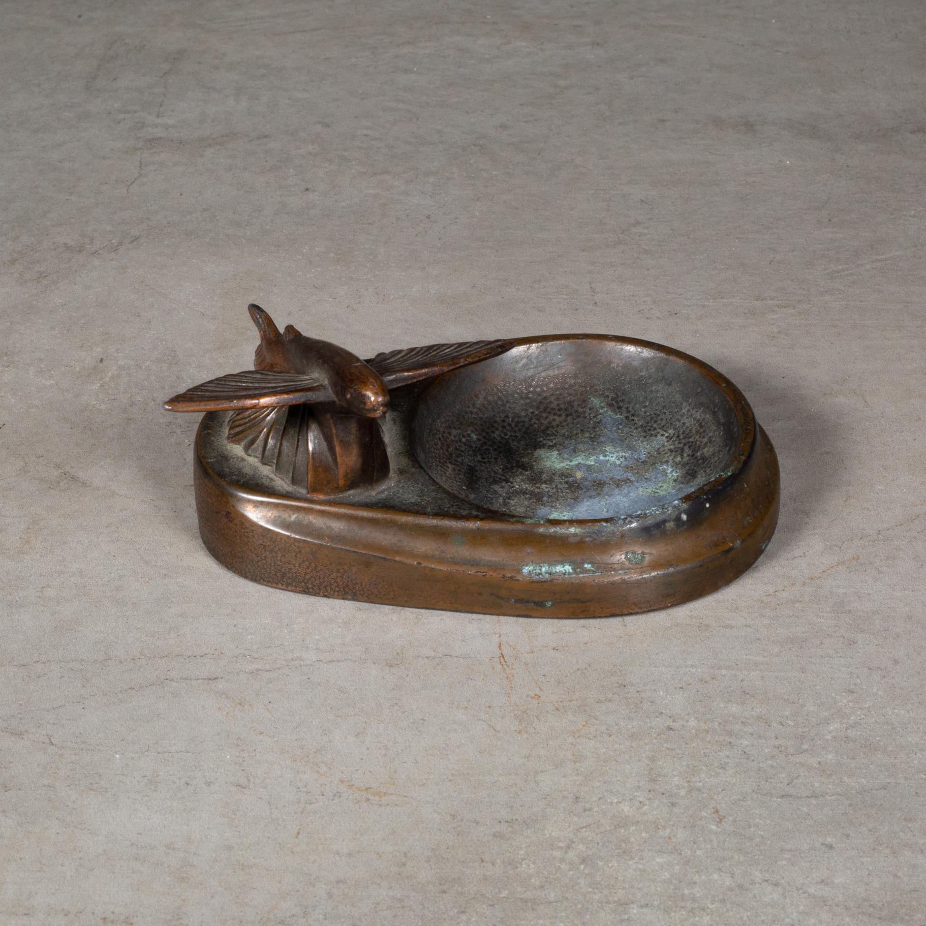 Art Deco Early 20th c. Bronze Flying Fish Coin Dish c.1930 For Sale
