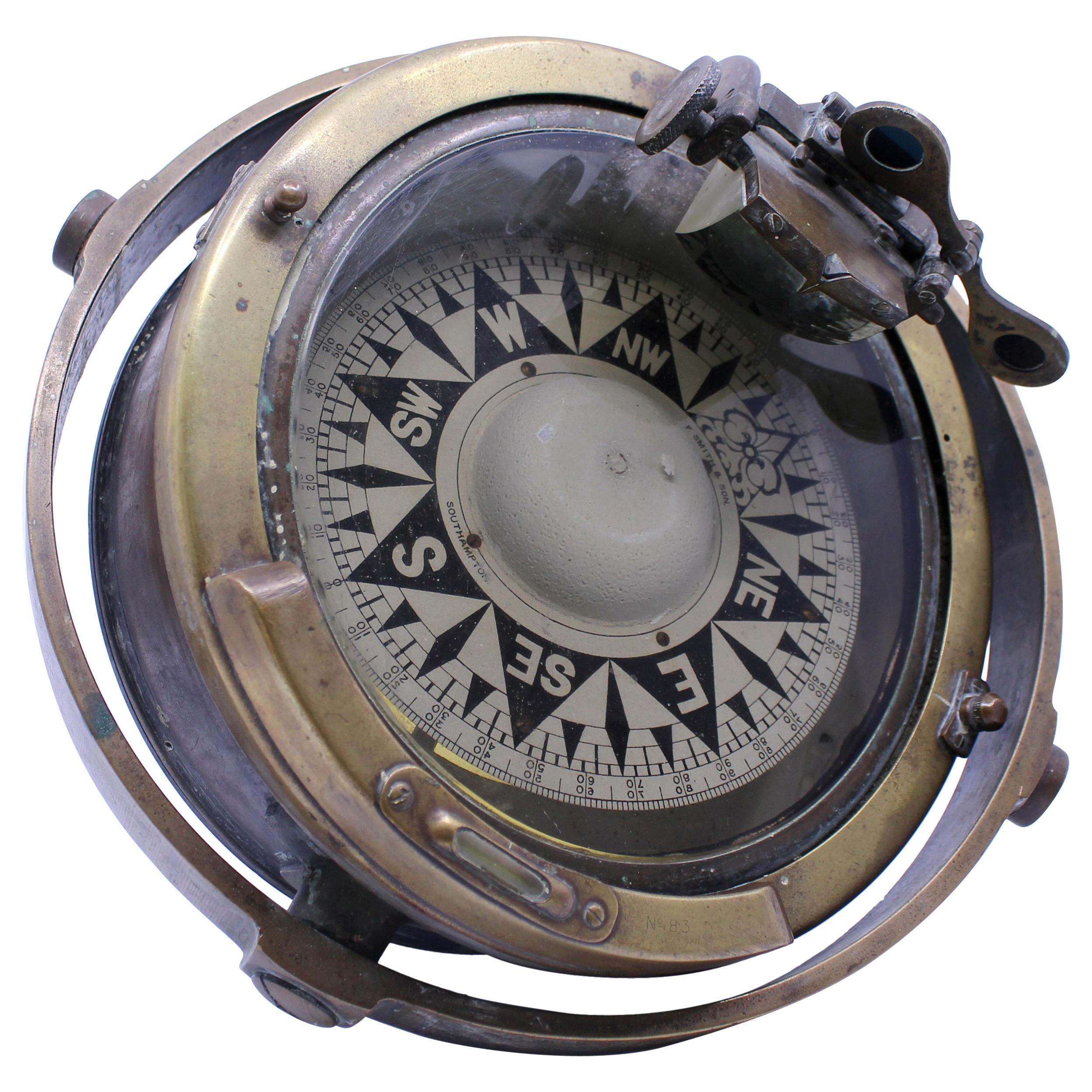 Early 20th Century Bronze Gimballed Compass by F.Smith & Sons For Sale