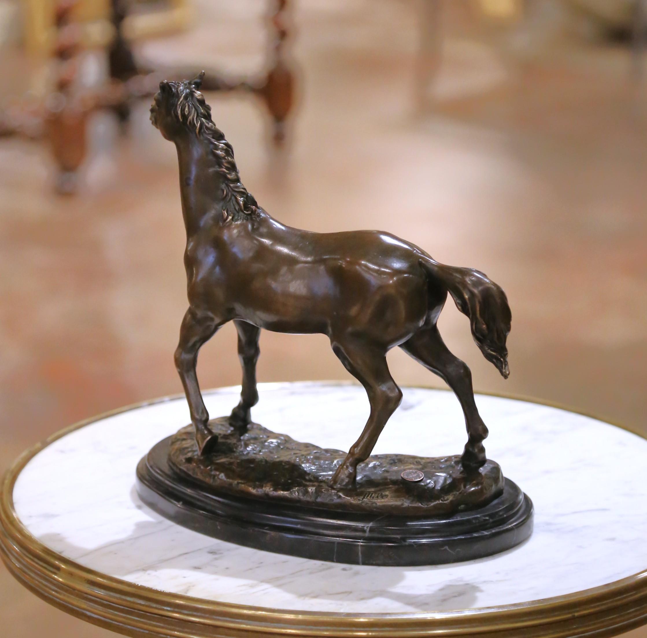 Early 20th C. Bronze Horse Sculpture Signed Milo and J. B. Paris Foundry Stamp in vendita 4