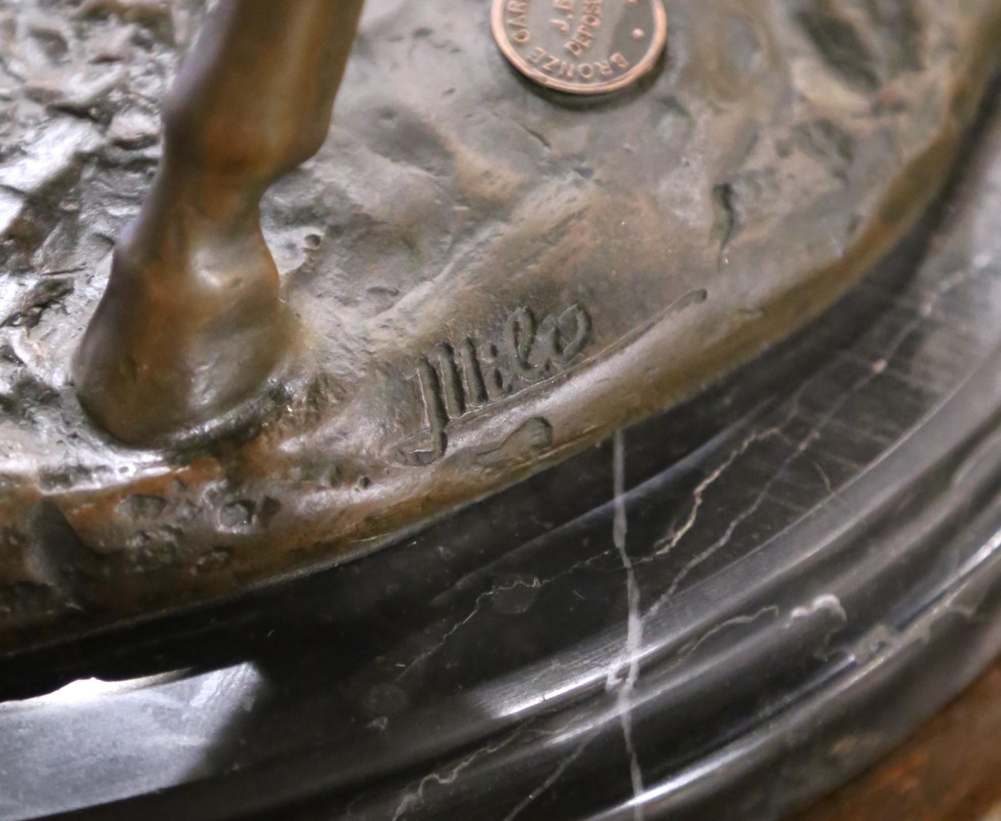 Francese Scultura di cavallo in bronzo dei primi anni del XX secolo firmata B. B. J. B. Paris Foundry Stamp in vendita