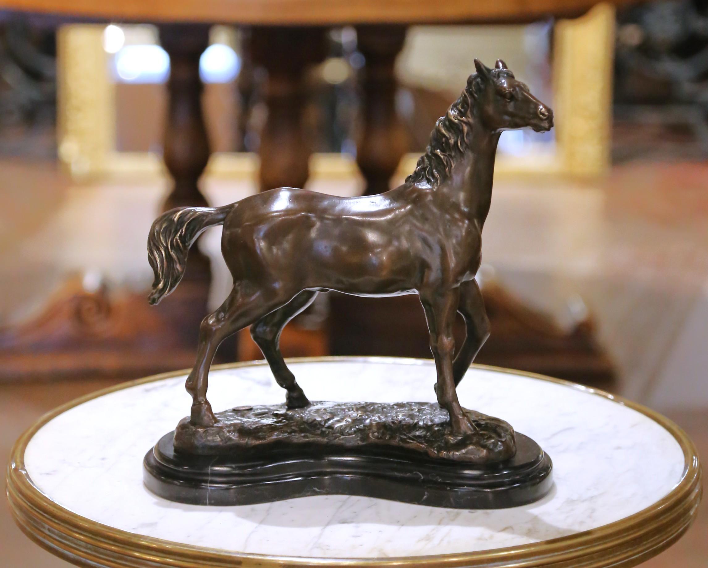 Francese Early 20th C. Bronze Horse Sculpture Signed Milo and J. B. Paris Foundry Stamp in vendita