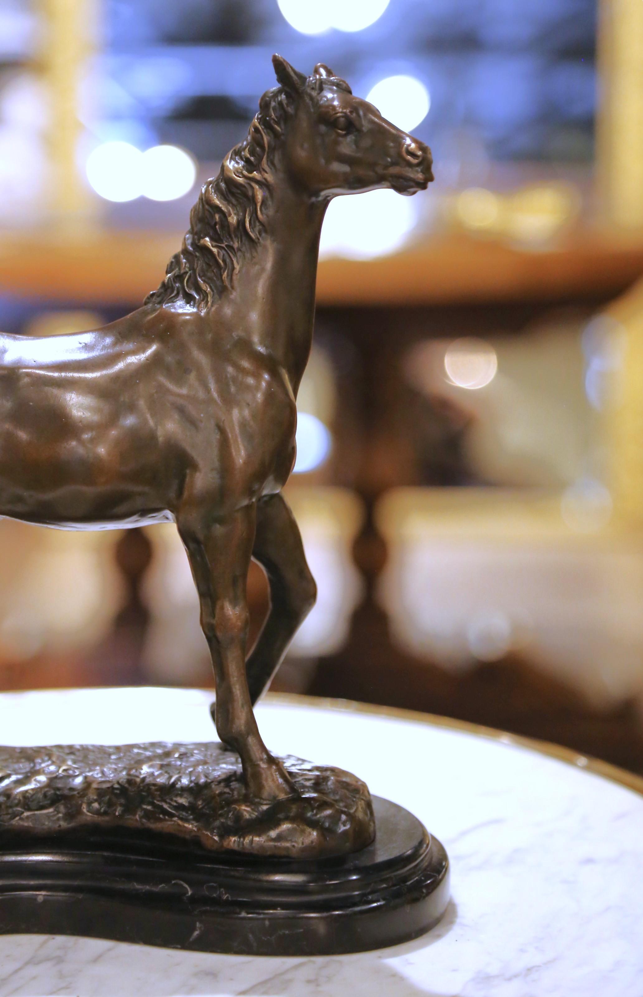 Bronzo Early 20th C. Bronze Horse Sculpture Signed Milo and J. B. Paris Foundry Stamp in vendita
