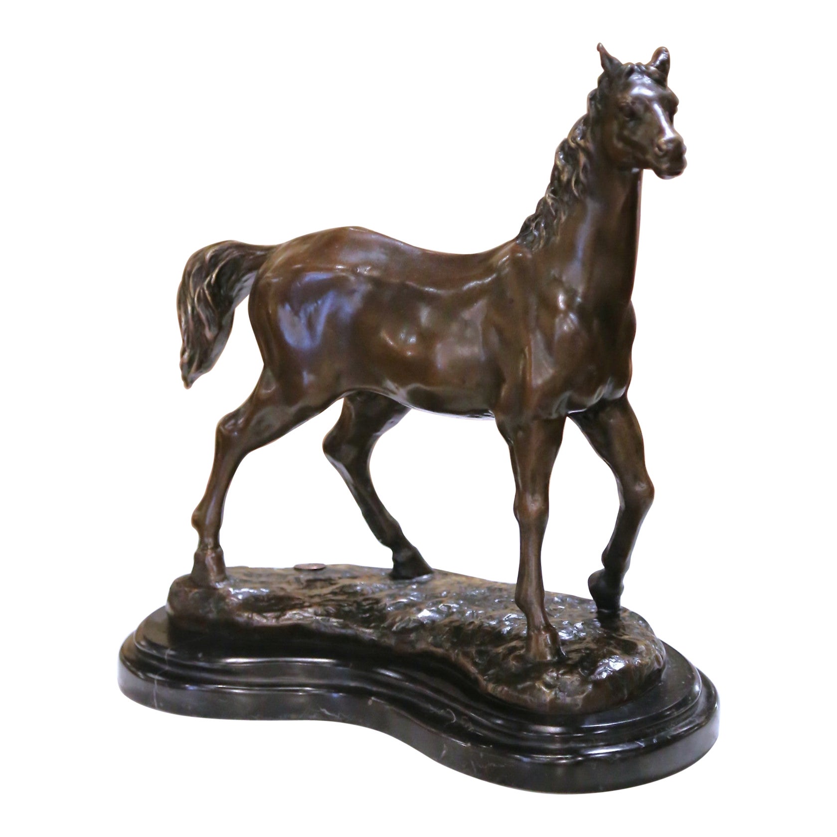 Early 20th C. Bronze Horse Sculpture Signed Milo and J. B. Paris Foundry Stamp