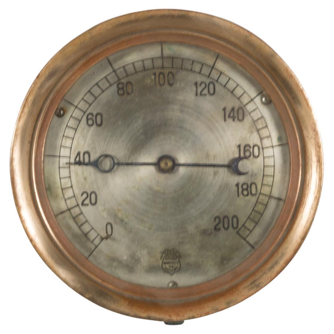 Antique Brass Pressure Gauge, circa 1920 For Sale at 1stDibs