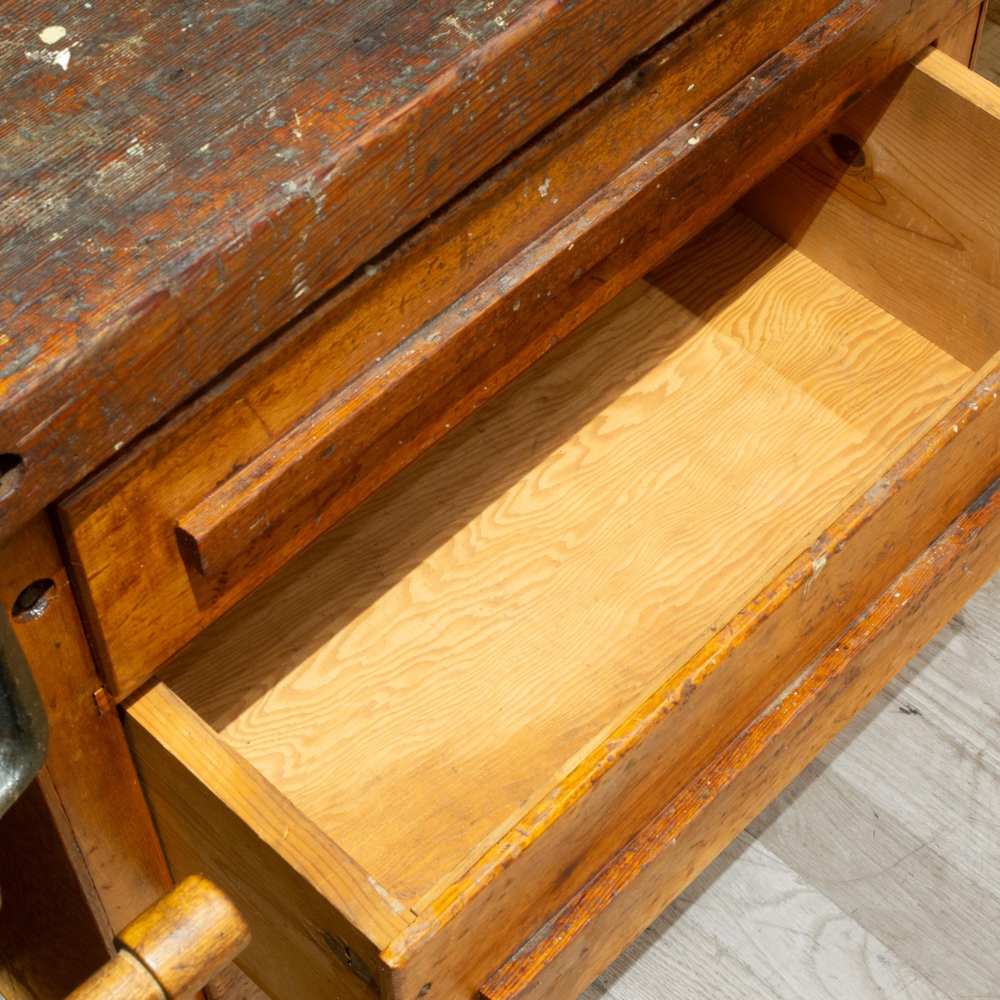 Early 20th c. Carpenter's Workbench with Drawers c.1930-1940 3
