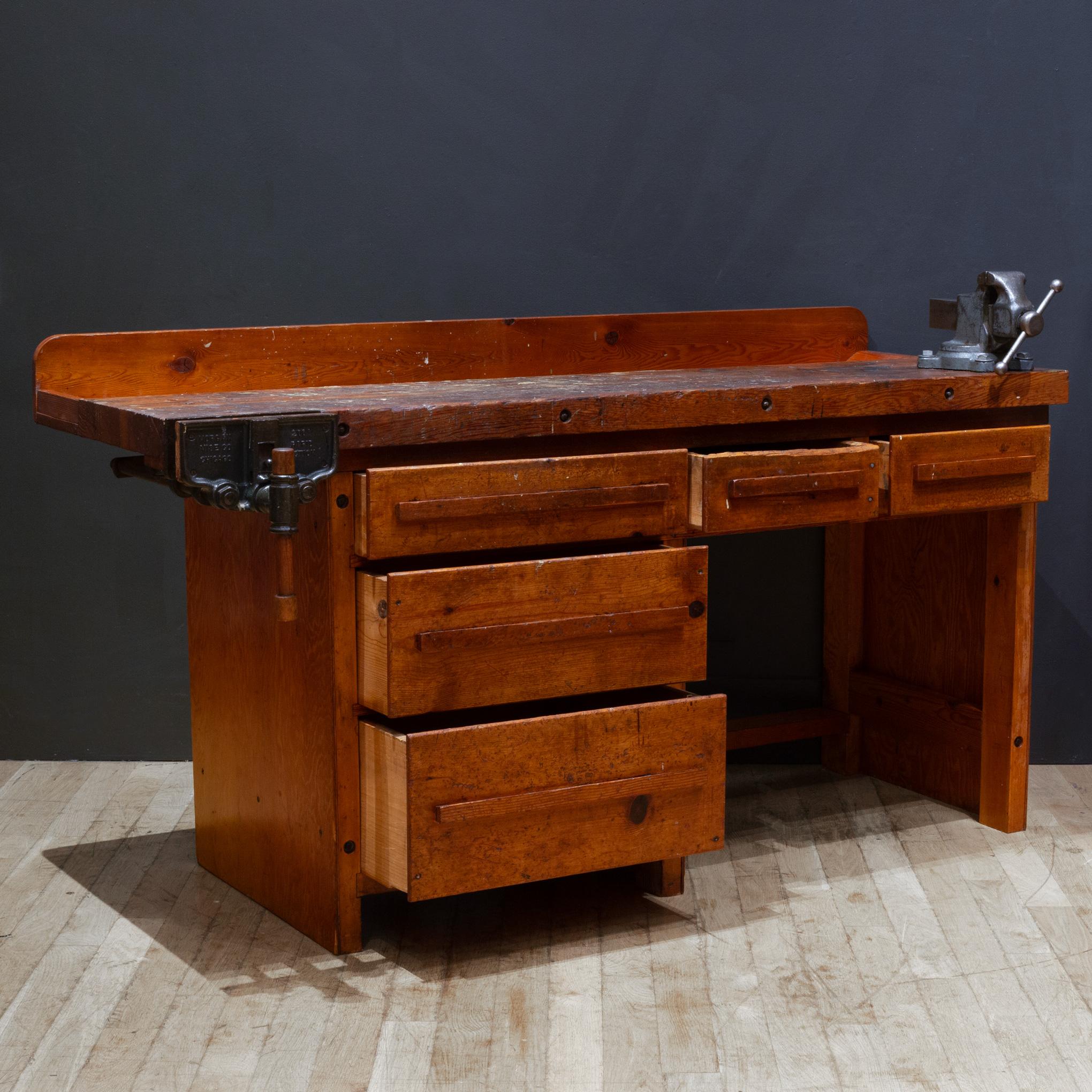 20th Century Early 20th c. Carpenter's Workbench with Drawers c.1930-1940