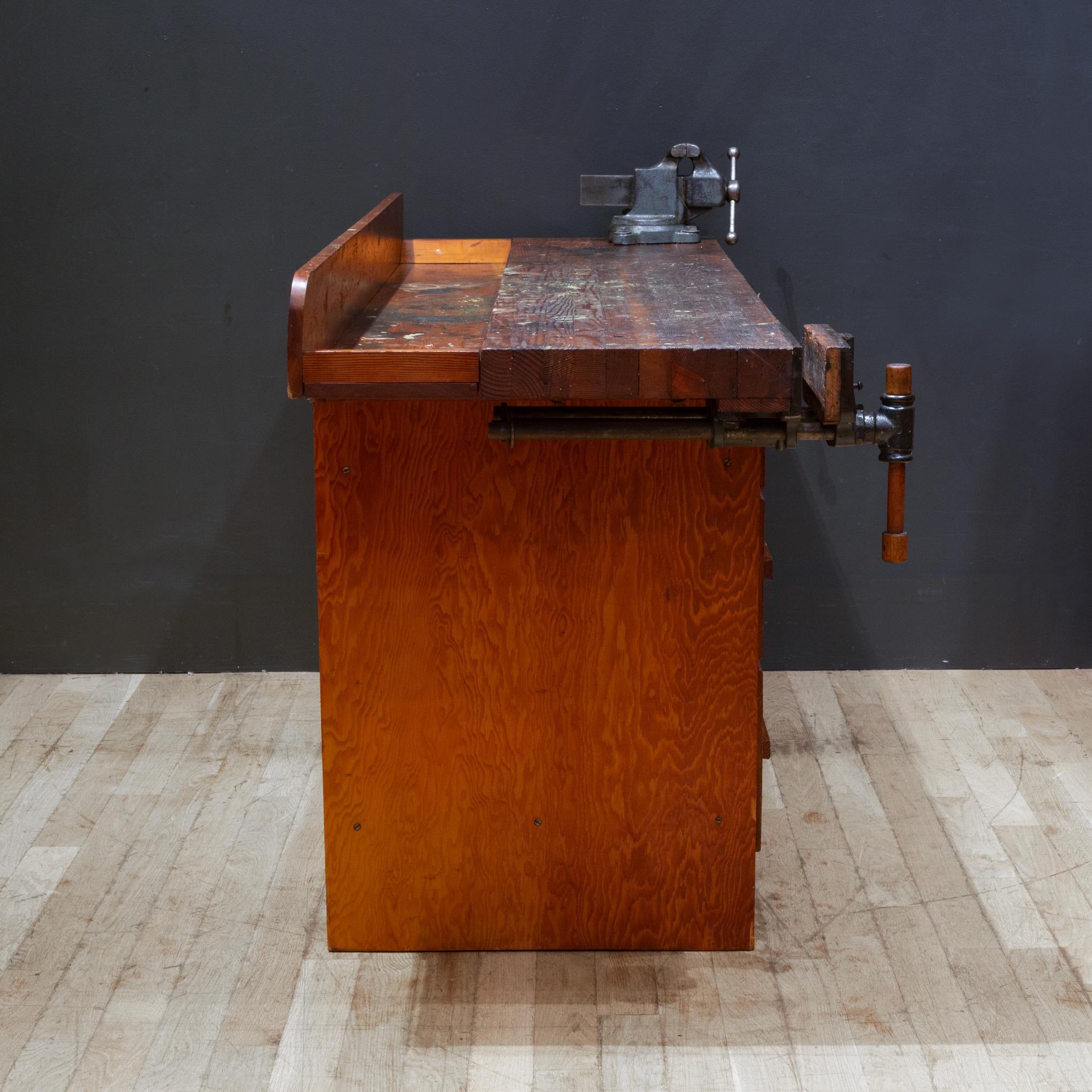 Steel Early 20th c. Carpenter's Workbench with Drawers c.1930-1940