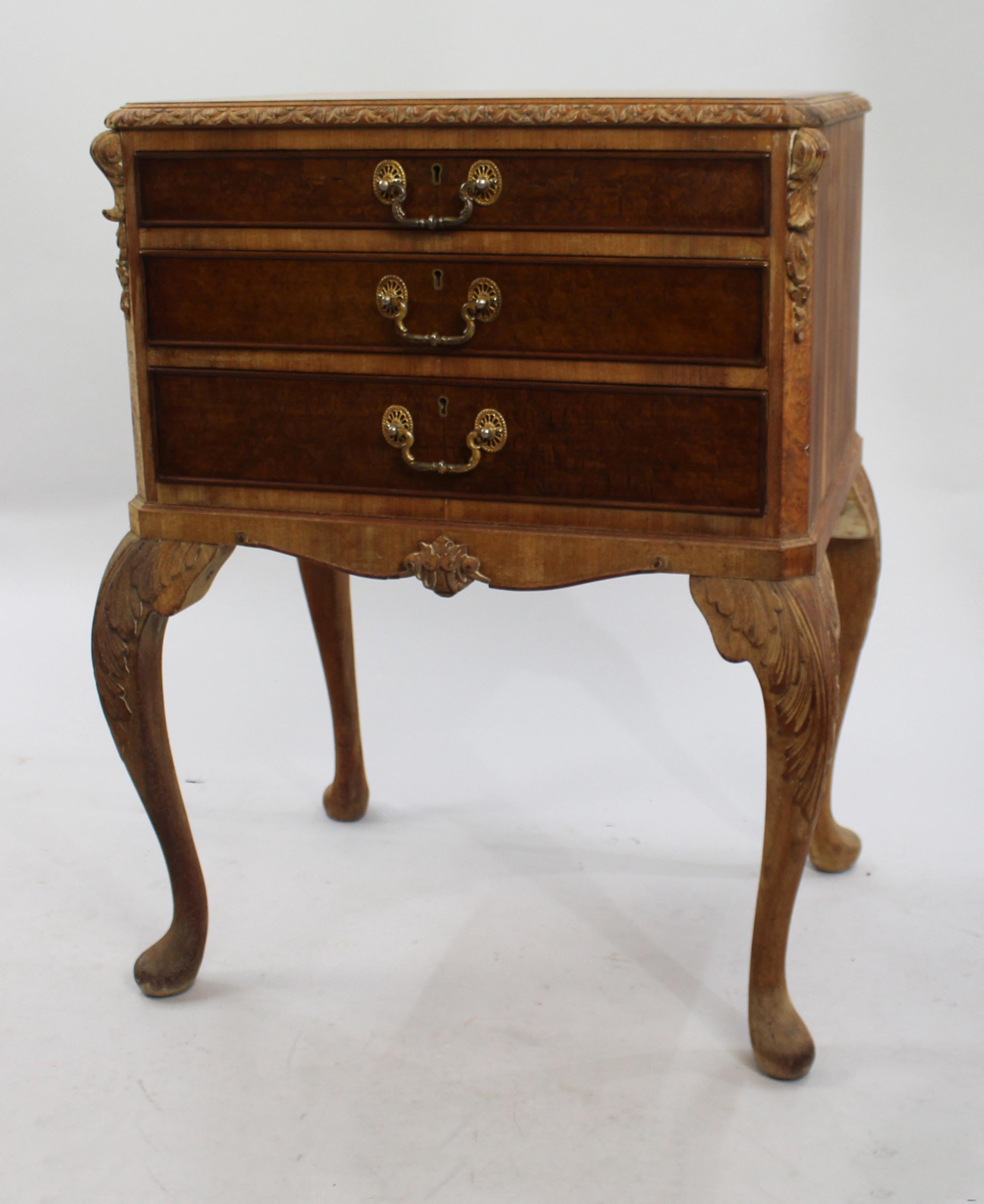 European Early 20th C. Carved Walnut Footed Cutlery Chest For Sale