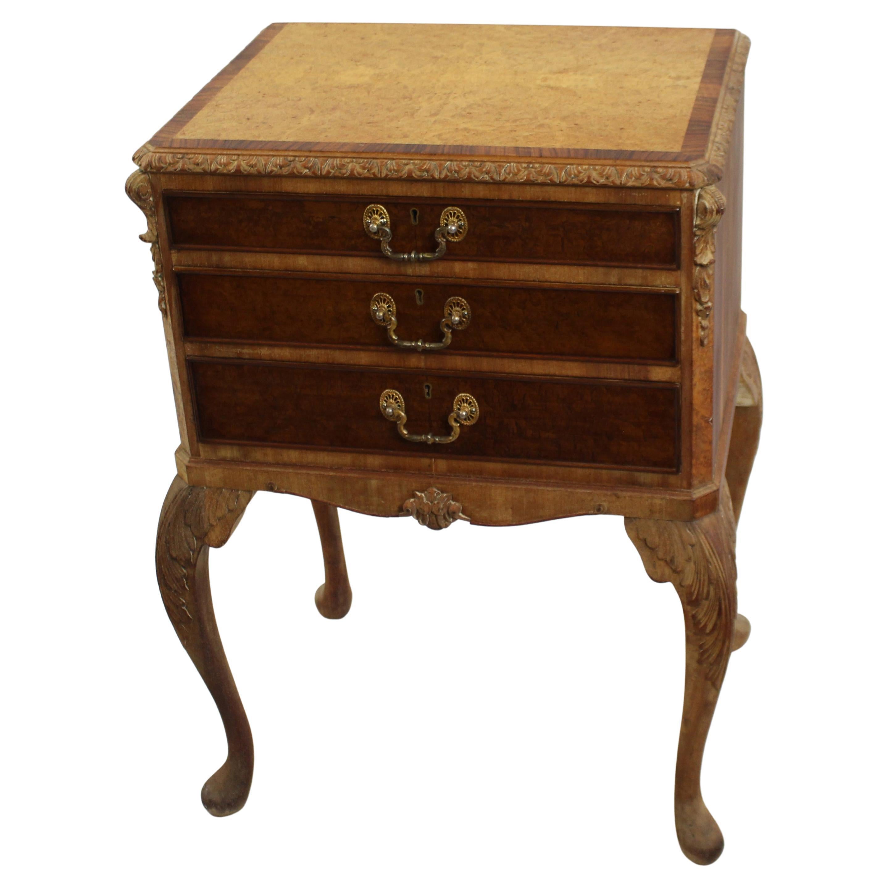 Early 20th C. Carved Walnut Footed Cutlery Chest For Sale