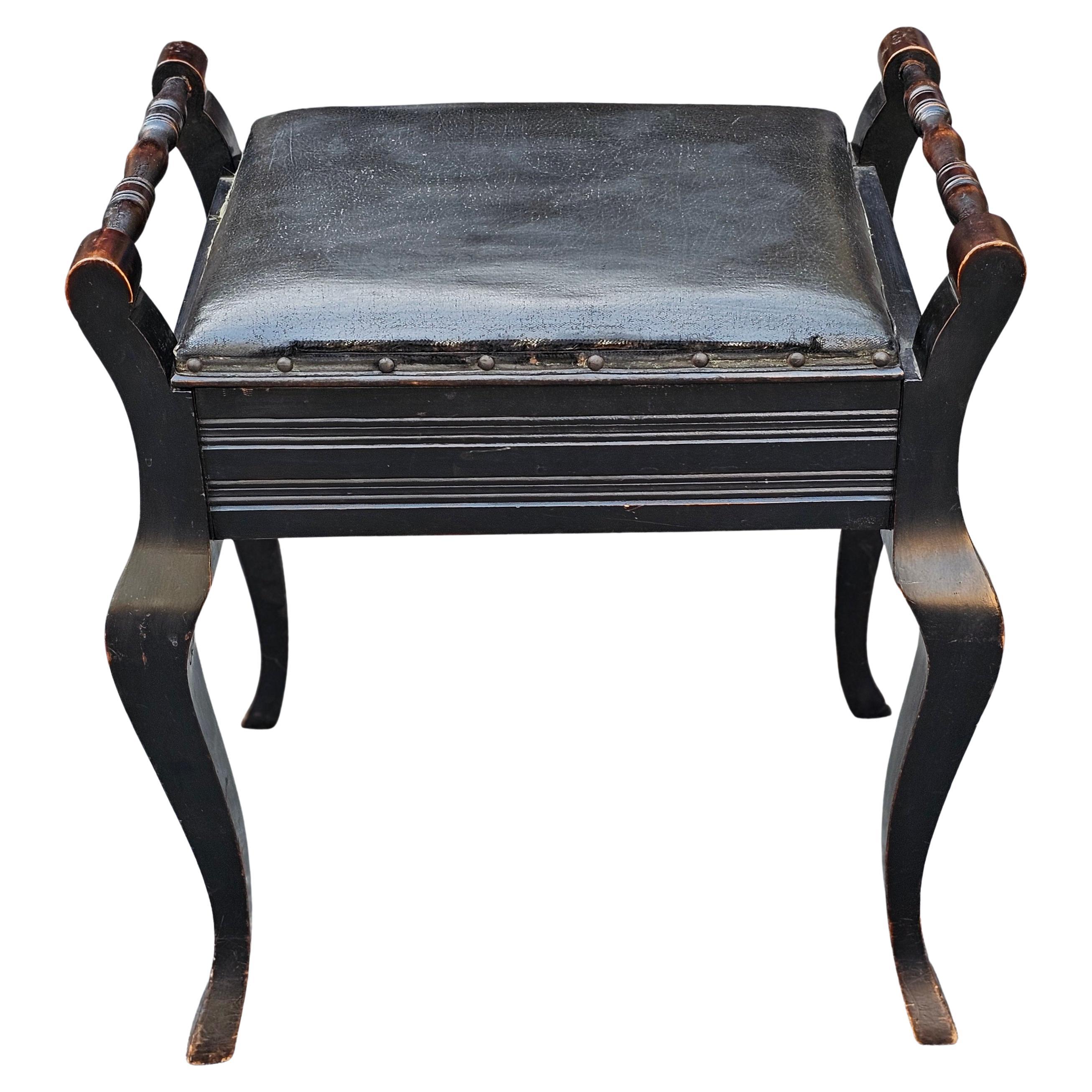 Early 20th C. Carved Wood Accent Storage Bench For Sale