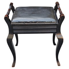 Antique Early 20th C. Carved Wood Accent Storage Bench