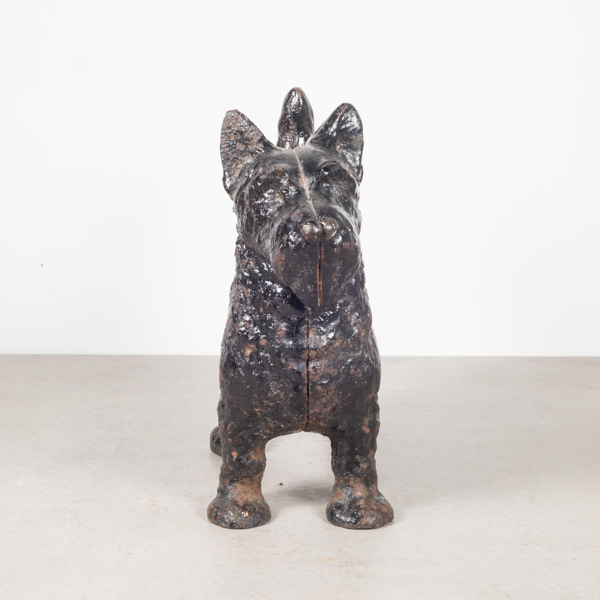 About

This is an original cast iron Scottish Terrier doorstop manufactured by the Hubley Manufacturing Company in Lancaster Pennsylvania USA. The piece has retained its original hand painted finish and is in good condition with the appropriate