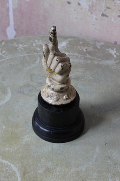 Early 20th C Cast Lead Pointing Hand Fairground Circus Curio Antique Folk Art