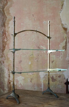 Early 20th C Cast & Tubular Brass Display Vitrine Bistro Stand by Siegel Paris