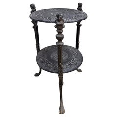 Early 20th C. Chased Cast Iron Figural Tripod Paw Feet Candle Stand Pedestal