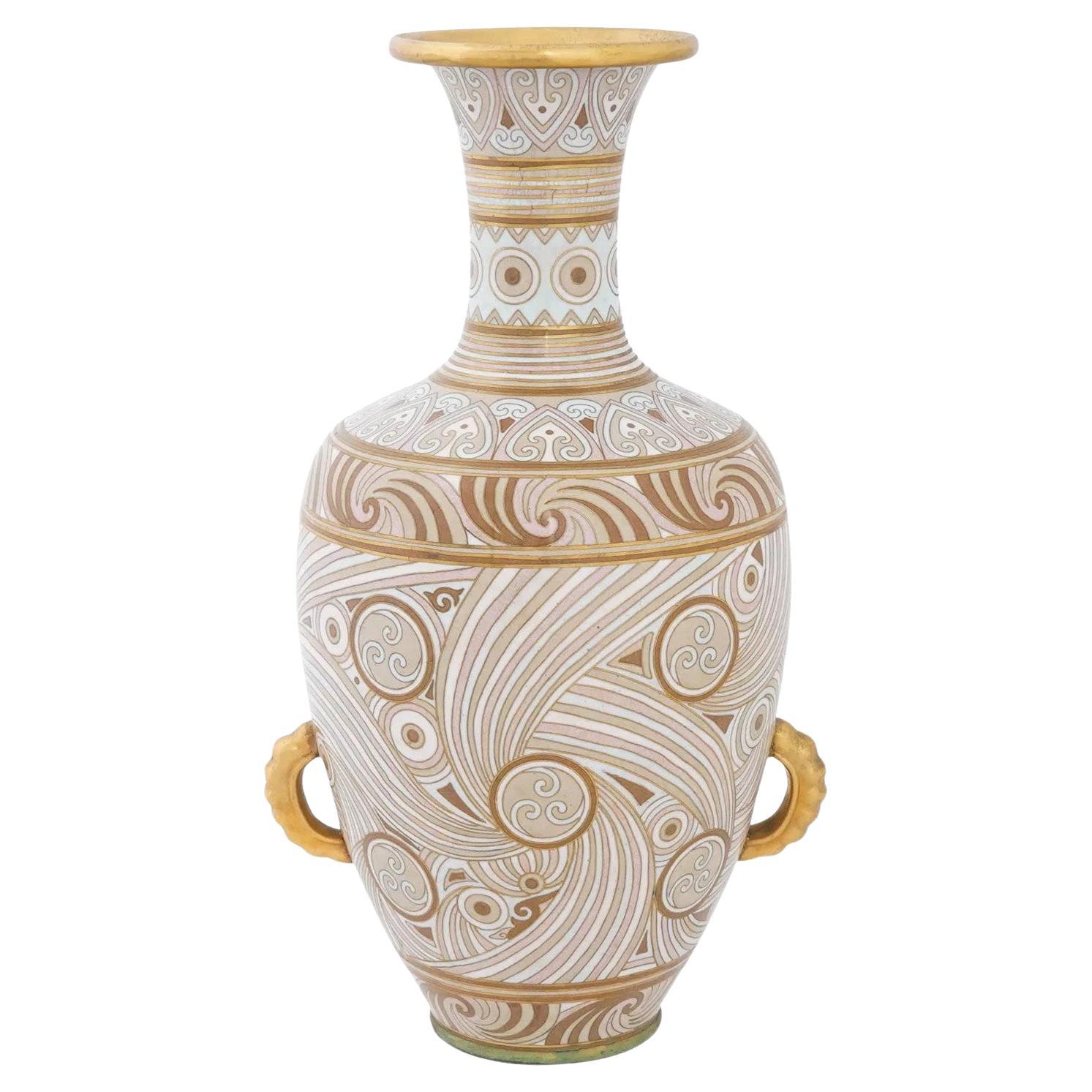 Early 20th c Chinese cloisonné enamel vase For Sale