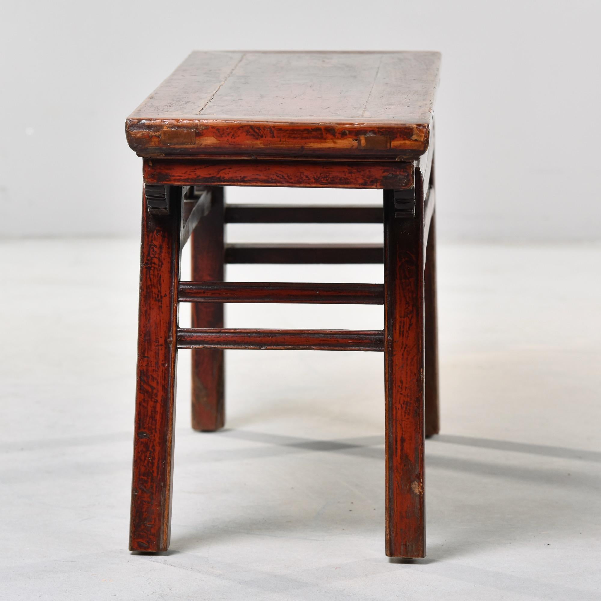 Early 20th C Chinese Don Yang Elmwood Bench For Sale 4