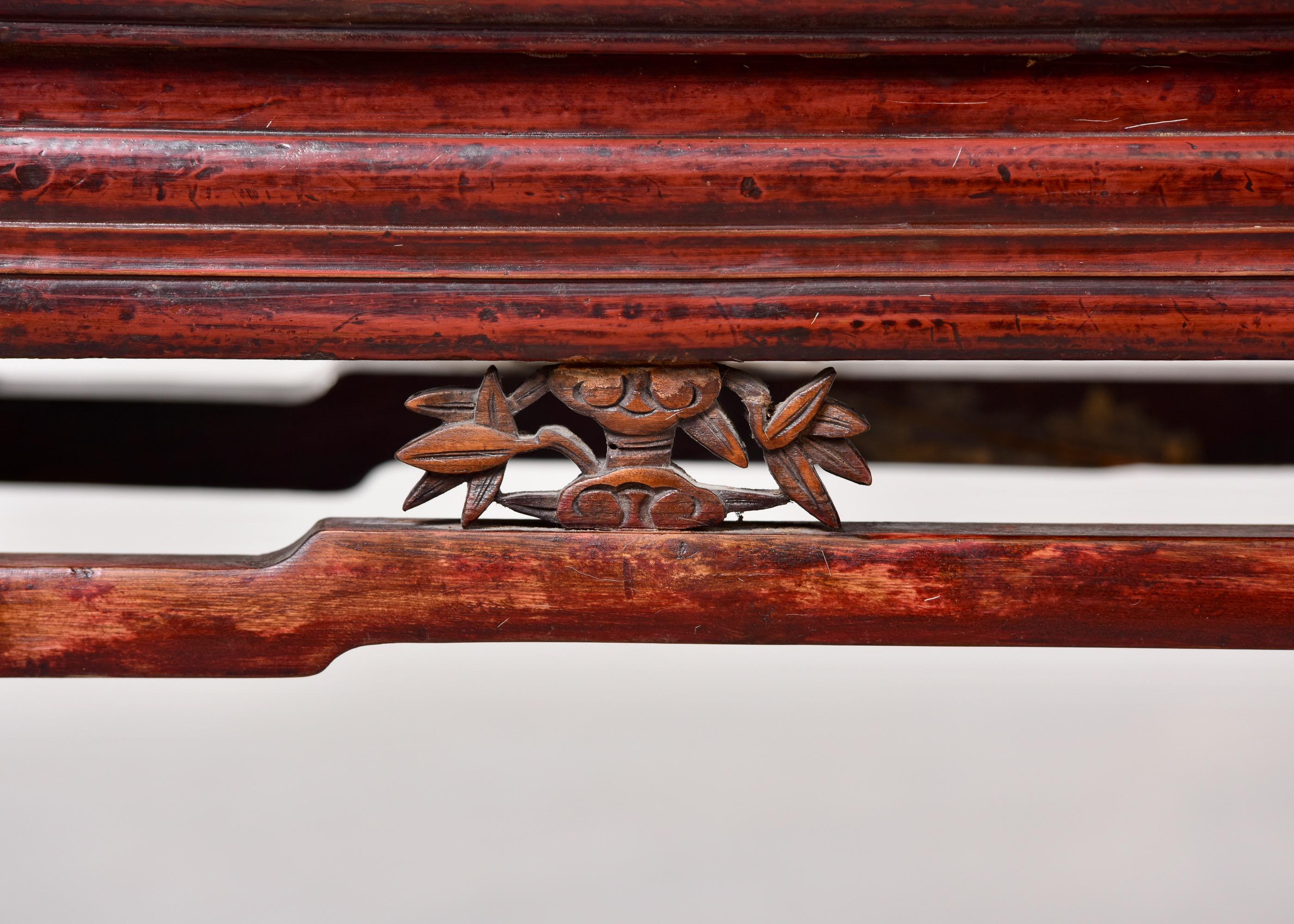 Early 20th C Chinese Don Yang Elmwood Bench For Sale 5