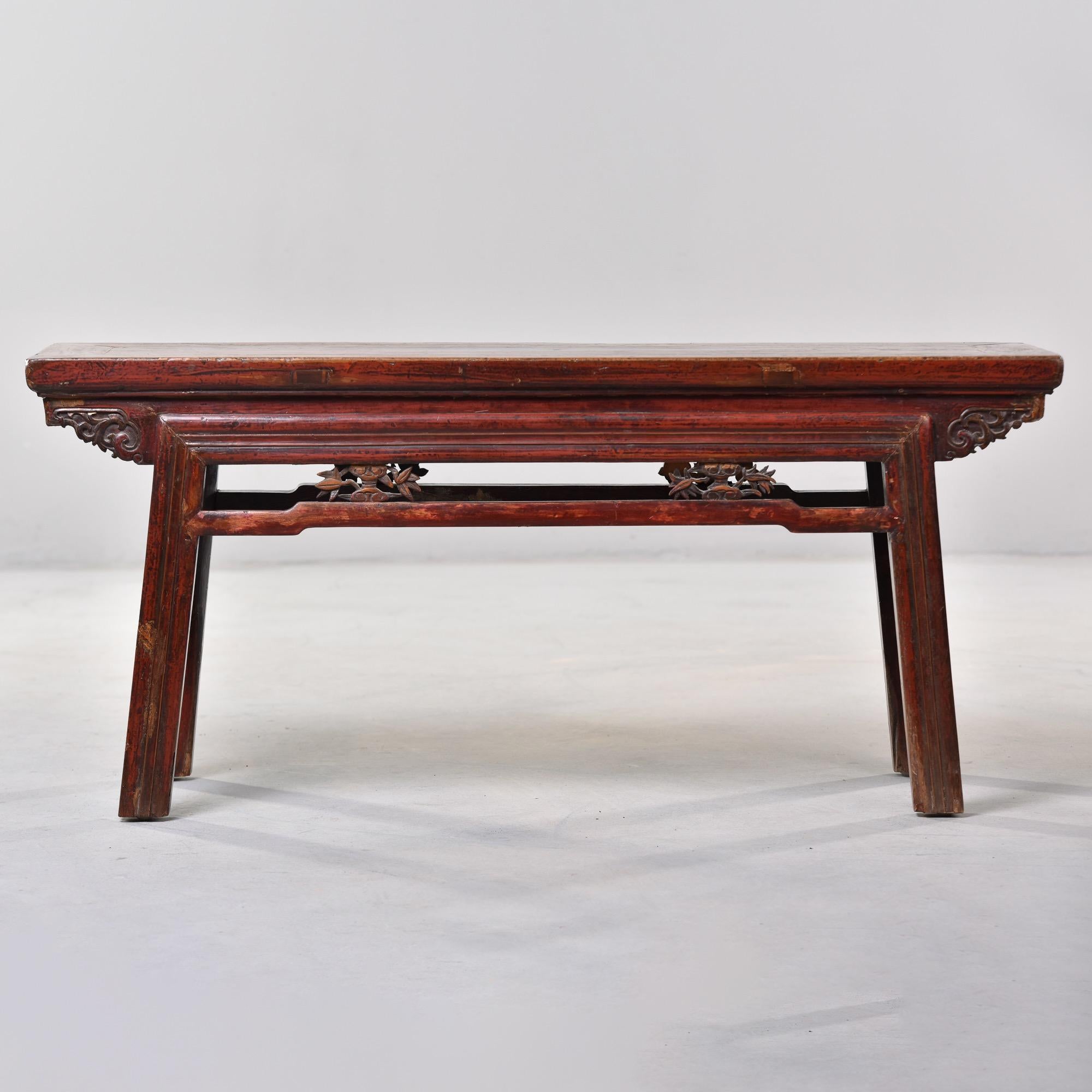 Chinese Export Early 20th C Chinese Don Yang Elmwood Bench For Sale