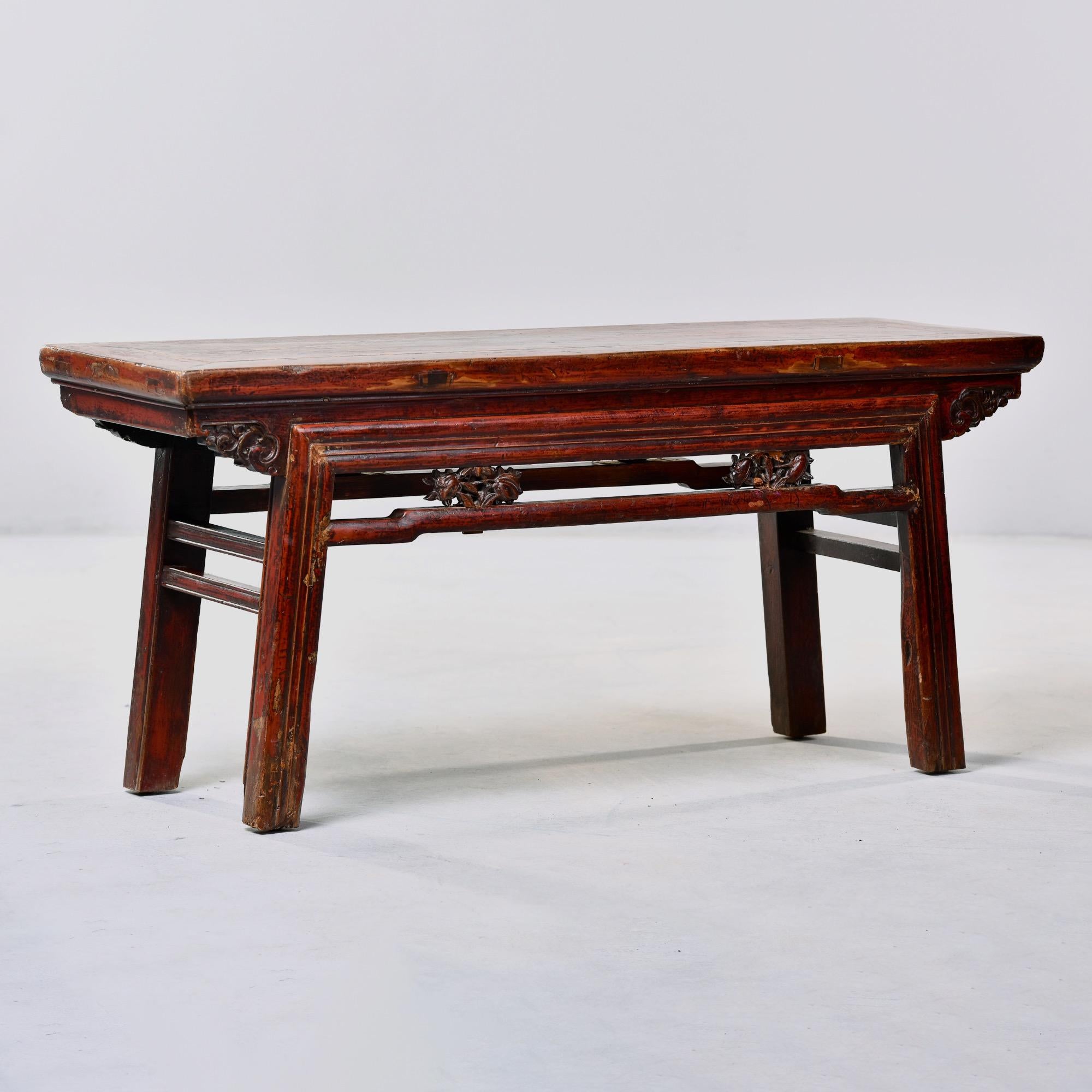 Early 20th C Chinese Don Yang Elmwood Bench For Sale 1