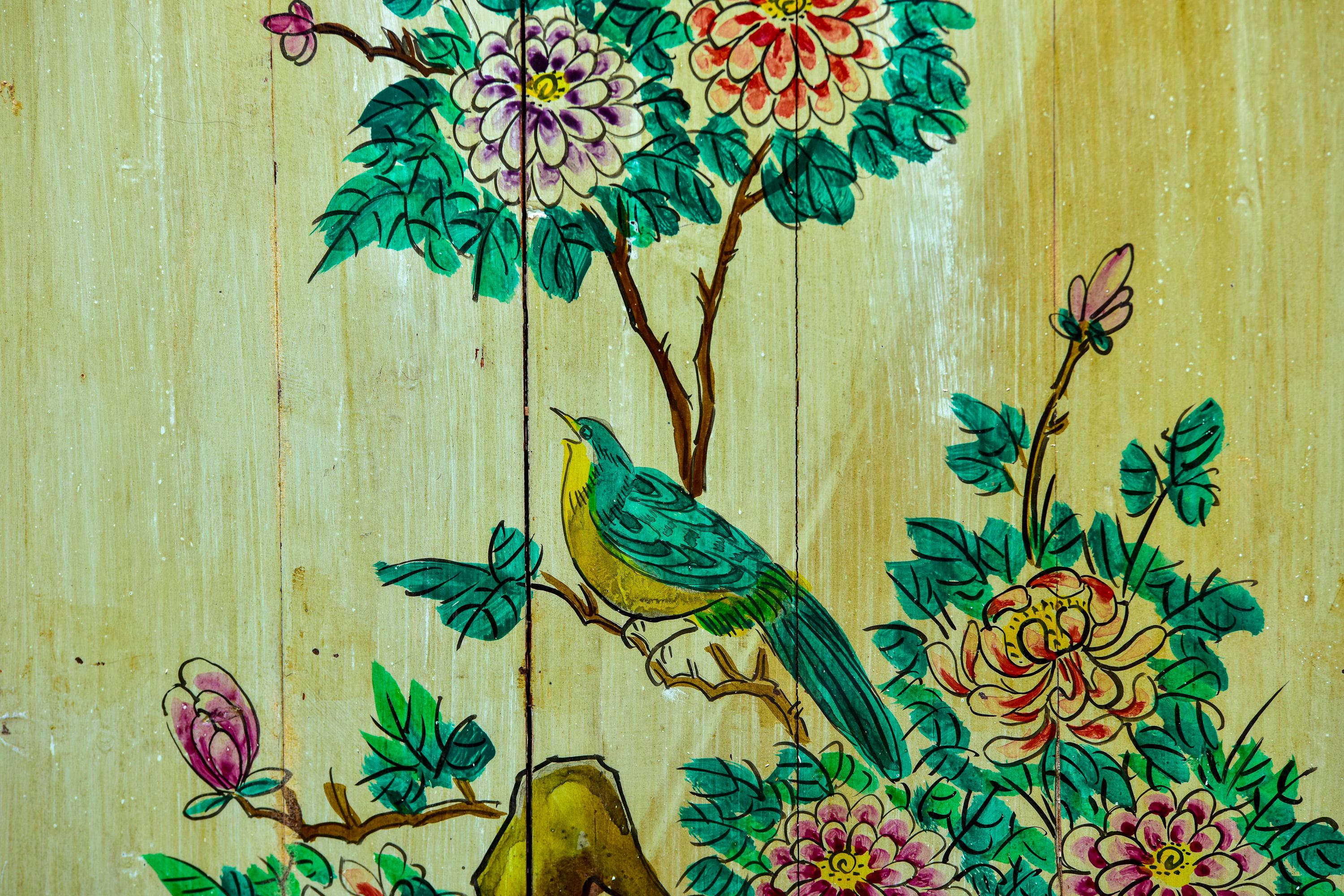Early 20th C Chinese Linhai Painted Panel in Green Tones For Sale 2