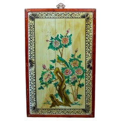 Early 20th C Chinese Linhai Painted Panel in Green Tones