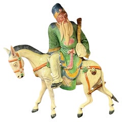 Early 20th-C. Chinese Warrior Terracotta Roof Tile Mounted On Lucite